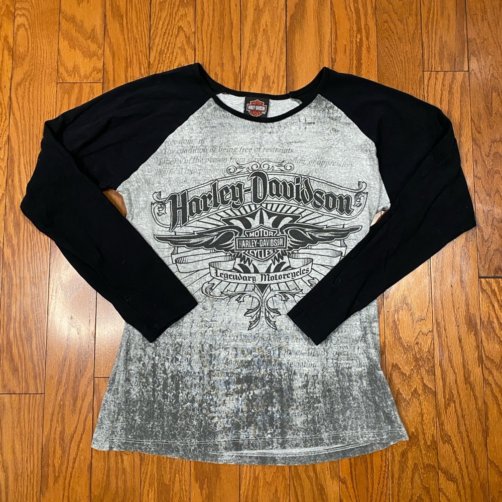 Harley-Davidson Black and Gray Long Sleeve Shirt
